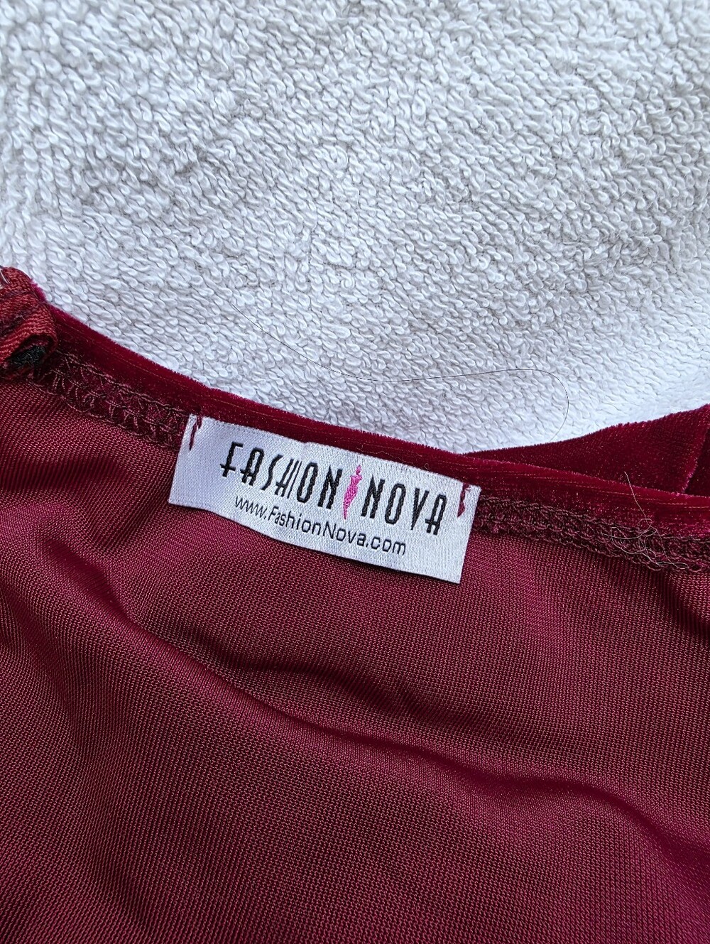 Fashion Nova Burgundy Velvet Ruched Bodycon Dress Strapless Size L Holiday Date - Picture 8 of 14